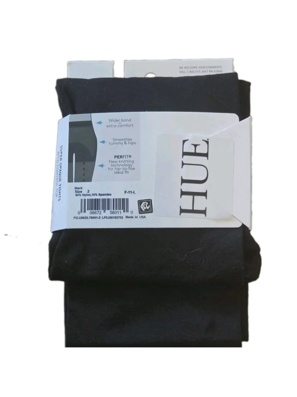 Hue Super Opaque Tights Smooth Control Top Size 2 5'5
